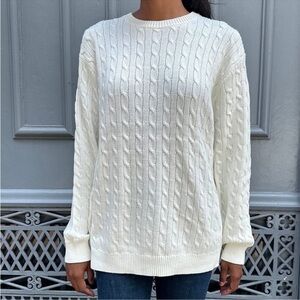 Brandy Melville Classic White Cable Knit Sweater